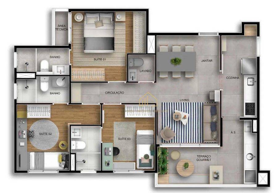 Apartamento à venda com 3 quartos, 80m² - Foto 2