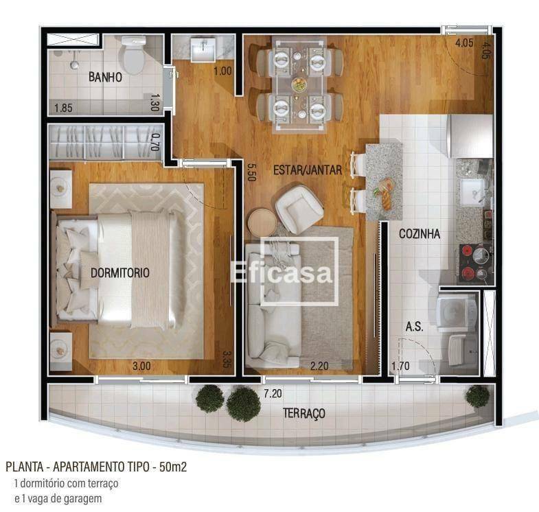 Apartamento à venda com 1 quarto, 50m² - Foto 3