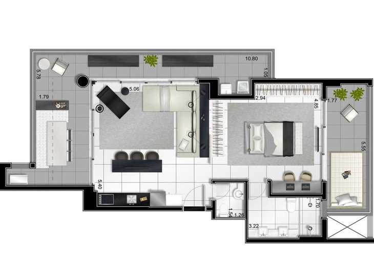 Apartamento à venda com 1 quarto, 73m² - Foto 3