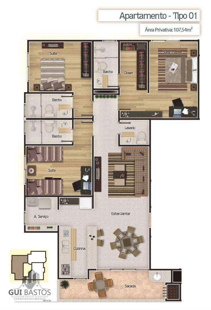 Apartamento à venda com 3 quartos, 107m² - Foto 17