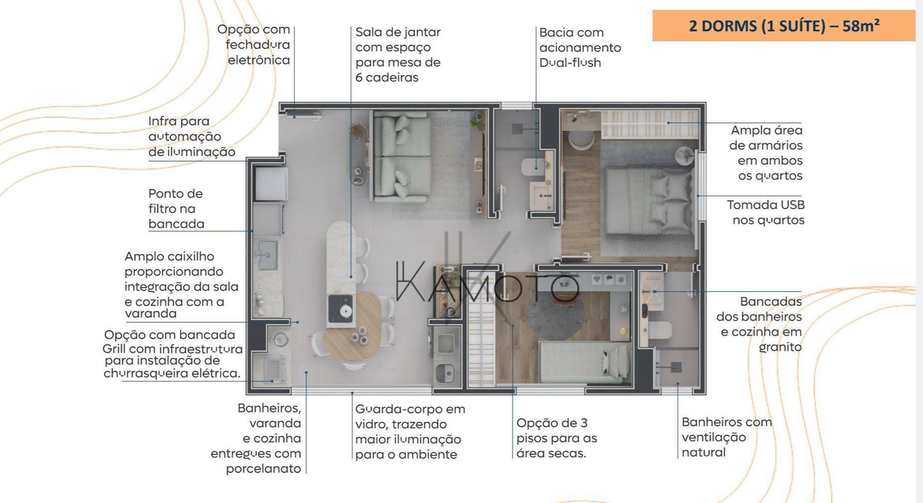 Apartamento à venda com 2 quartos, 58m² - Foto 3