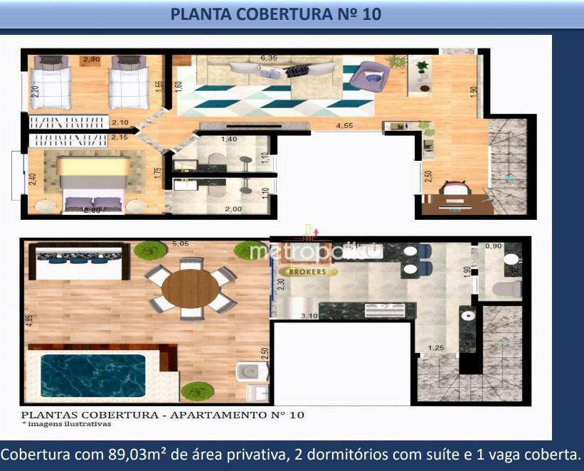 Cobertura à venda com 2 quartos, 89m² - Foto 2