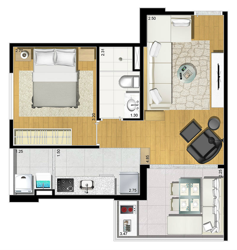 Apartamento à venda com 1 quarto, 43m² - Foto 4