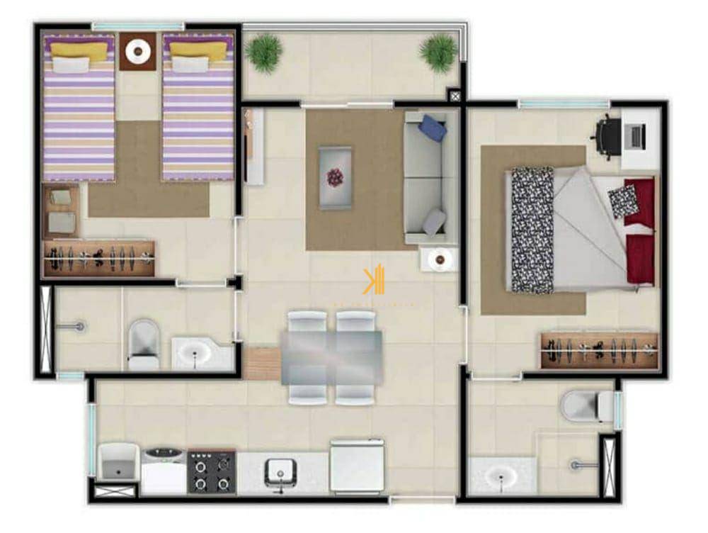 Apartamento à venda com 2 quartos, 45m² - Foto 3