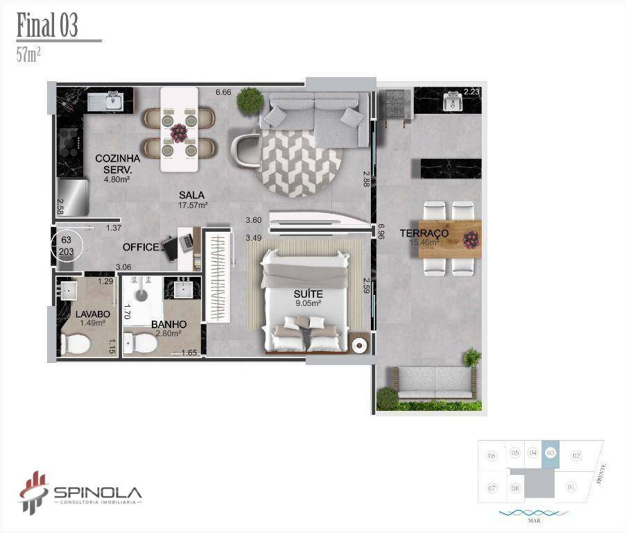 Apartamento à venda com 2 quartos, 97m² - Foto 3