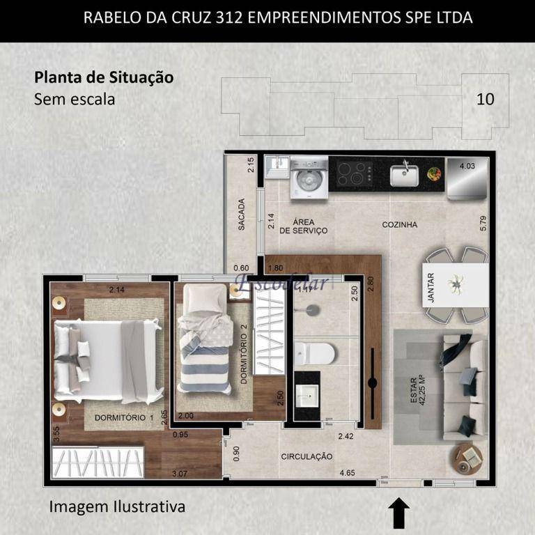 Apartamento à venda com 2 quartos, 43m² - Foto 2