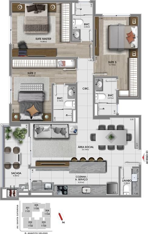 Apartamento à venda com 3 quartos, 111m² - Foto 13