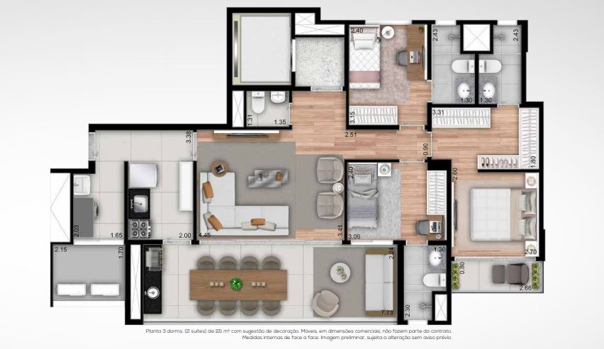 Apartamento à venda com 3 quartos, 115m² - Foto 6