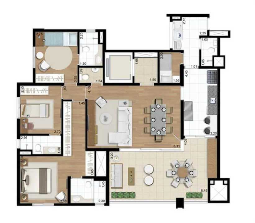 Apartamento à venda com 3 quartos, 140m² - Foto 3