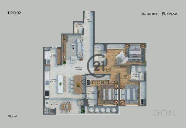 Apartamento à venda com 3 quartos, 119m² - Foto 7