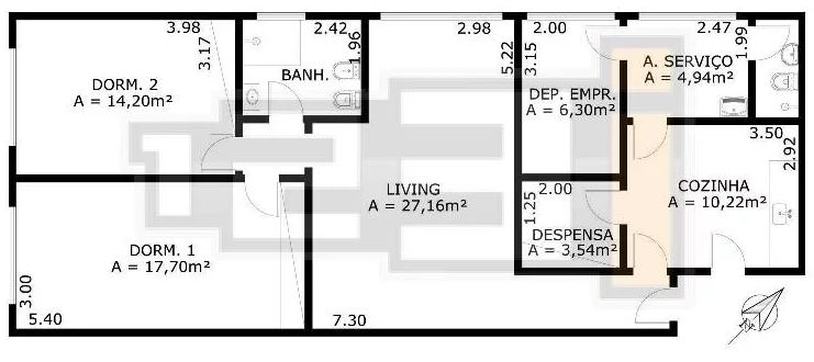 Apartamento à venda com 2 quartos, 110m² - Foto 2