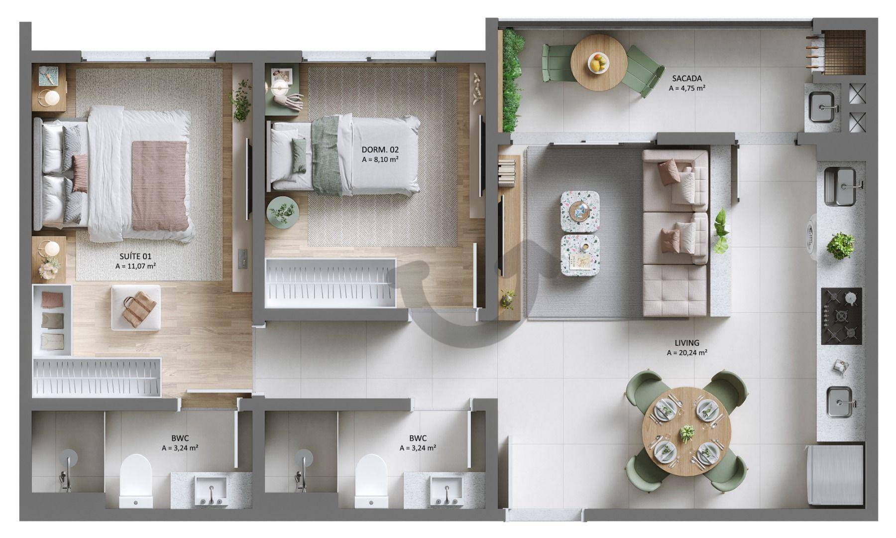 Apartamento, 2 quartos, 58 m² - Foto 4