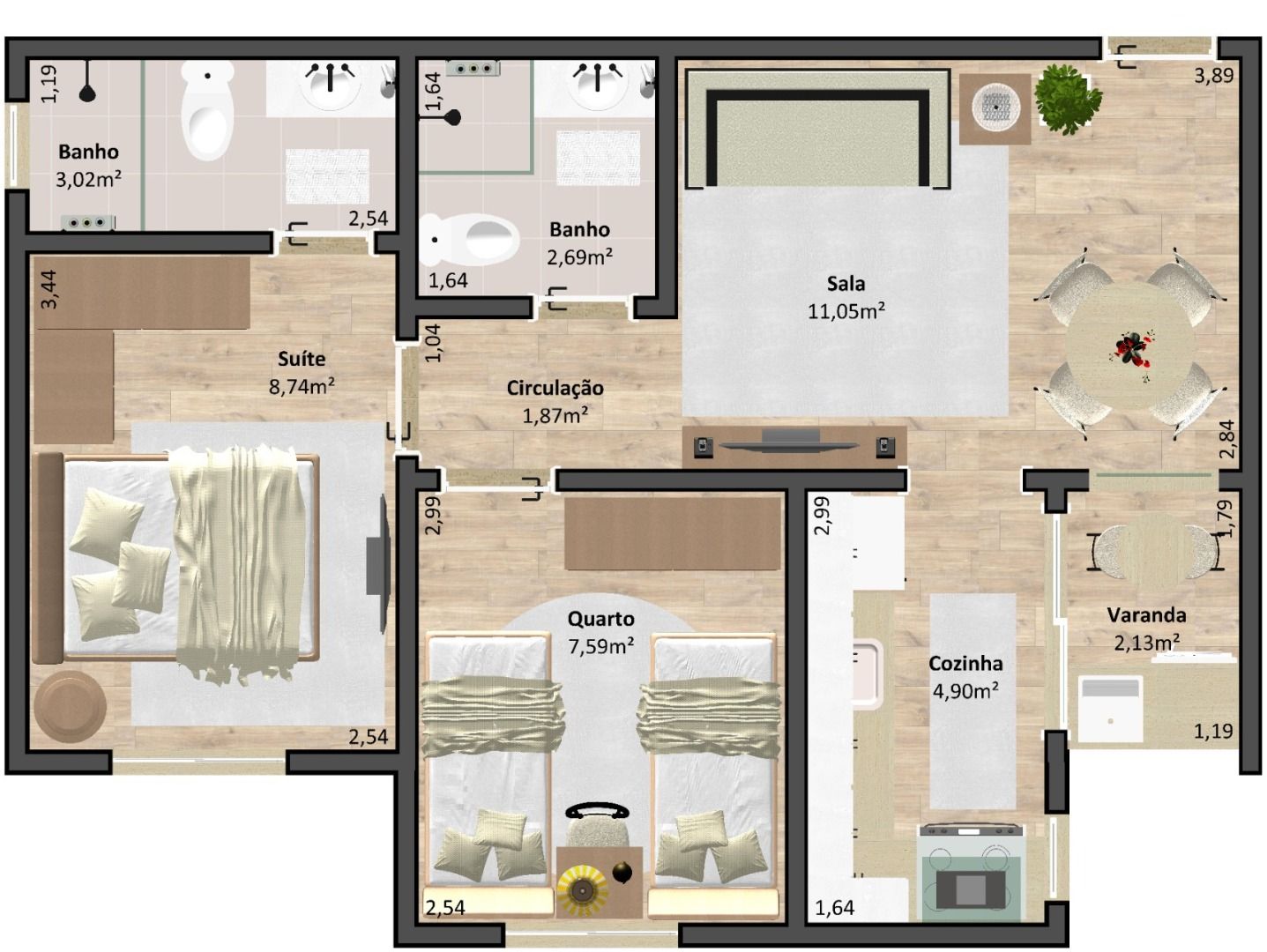 Apartamento à venda com 2 quartos, 49m² - Foto 3