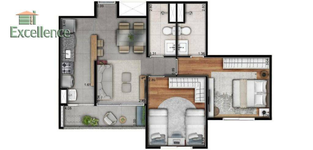 Apartamento à venda com 2 quartos, 59m² - Foto 3