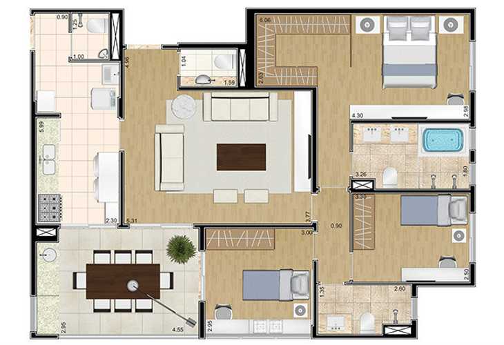 Apartamento à venda com 3 quartos, 213m² - Foto 3