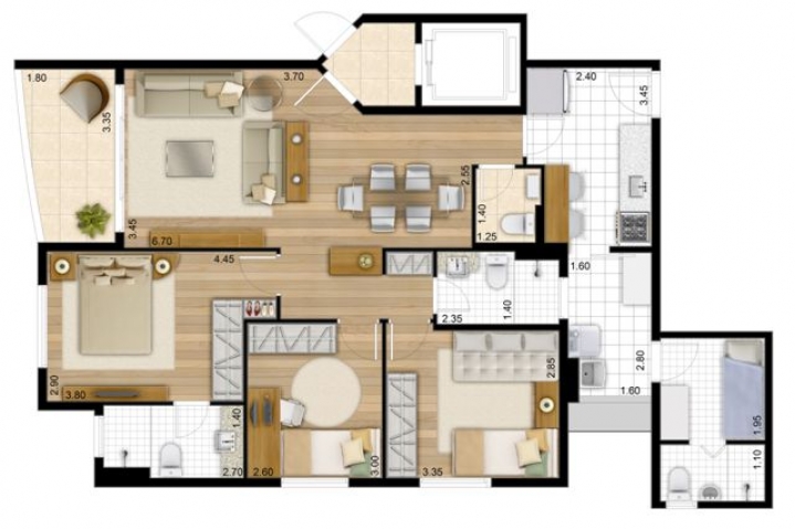 Apartamento à venda com 3 quartos, 100m² - Foto 3