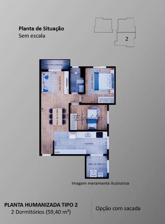 Apartamento à venda com 2 quartos, 59m² - Foto 10