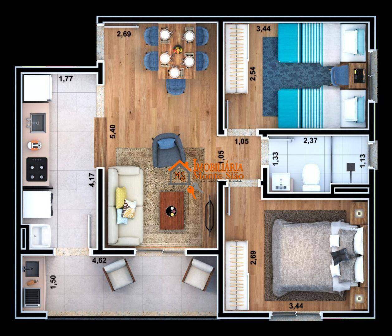 Apartamento à venda com 2 quartos, 57m² - Foto 2