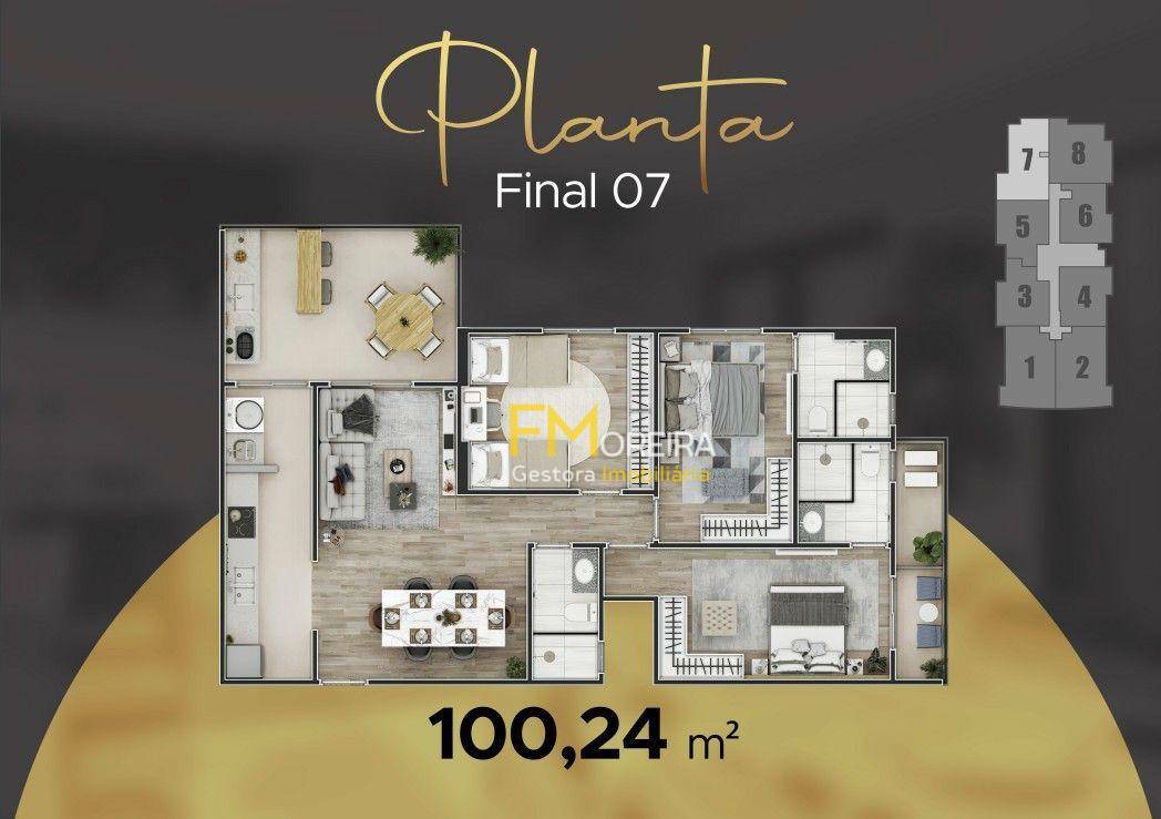 Apartamento à venda com 3 quartos, 100m² - Foto 3