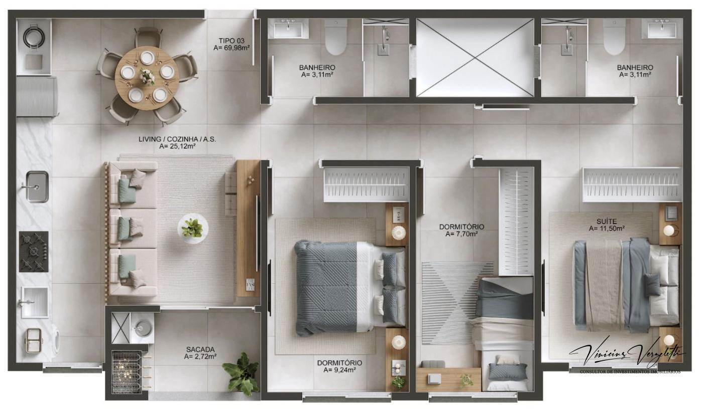 Apartamento à venda com 3 quartos, 69m² - Foto 25