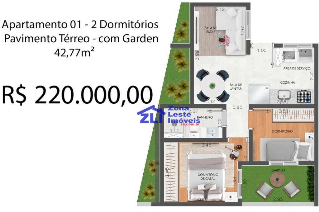 Apartamento à venda com 2 quartos, 42m² - Foto 3