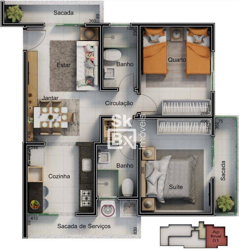 Apartamento à venda com 2 quartos, 63m² - Foto 4