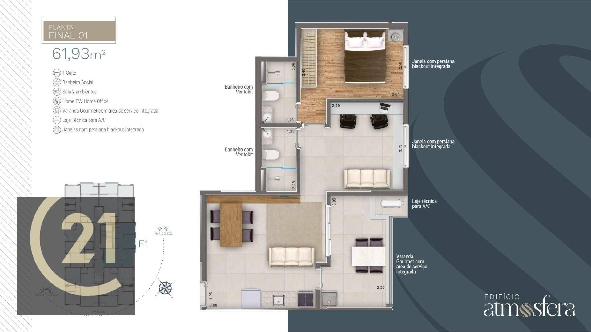 Apartamento à venda com 1 quarto, 61m² - Foto 25