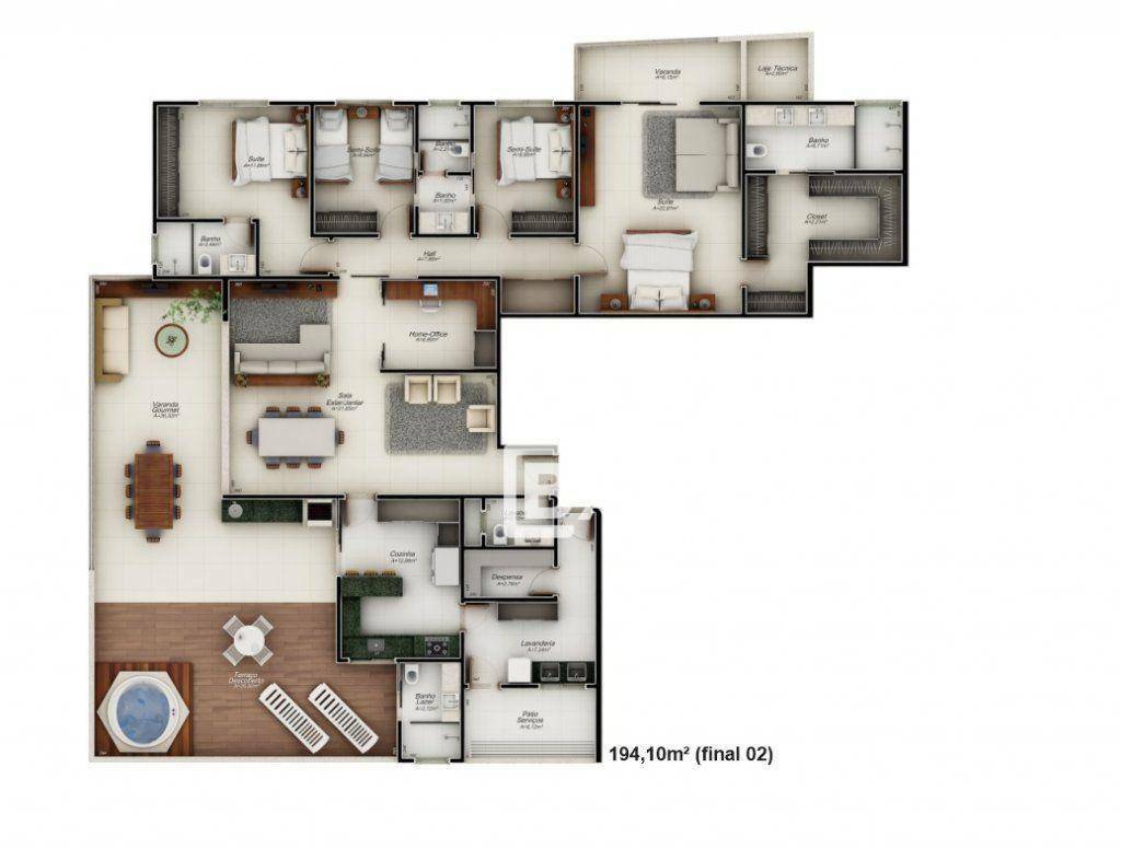 Cobertura, 4 quartos, 194 m² - Foto 2