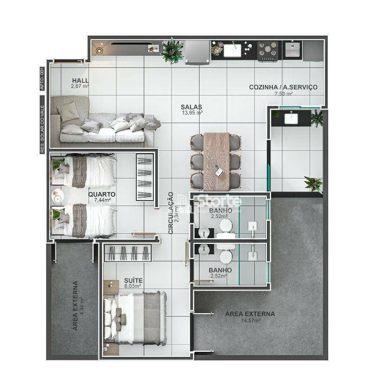 Apartamento à venda com 2 quartos, 67m² - Foto 9