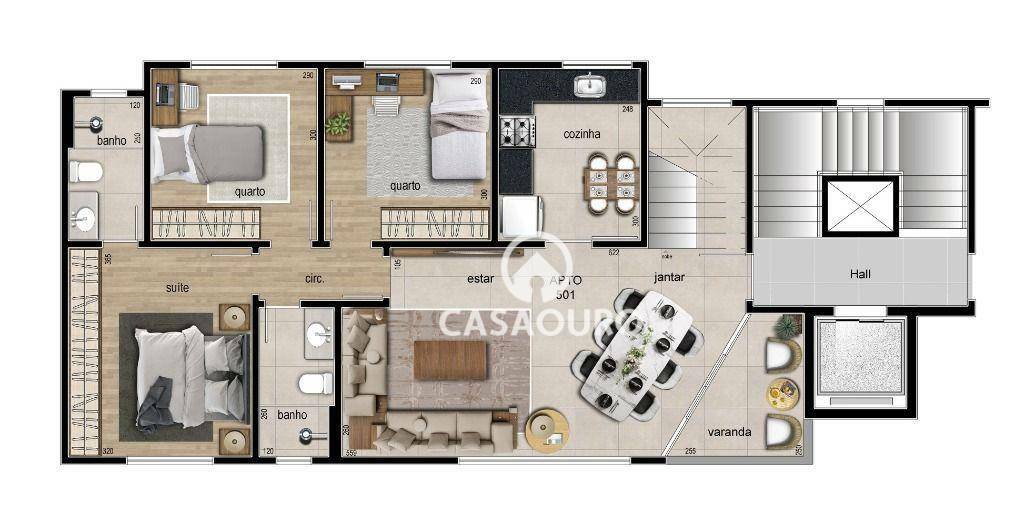 Apartamento à venda com 3 quartos, 88m² - Foto 2