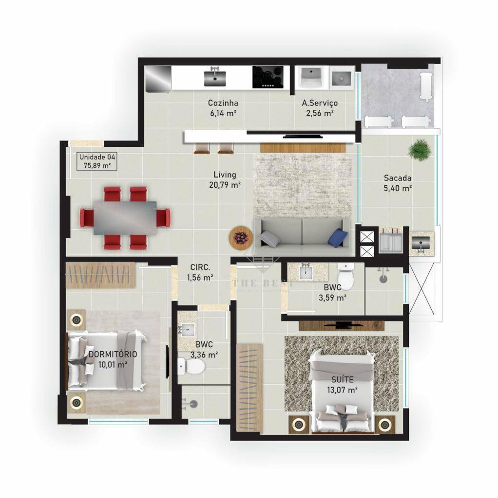 Apartamento à venda com 2 quartos, 78m² - Foto 9