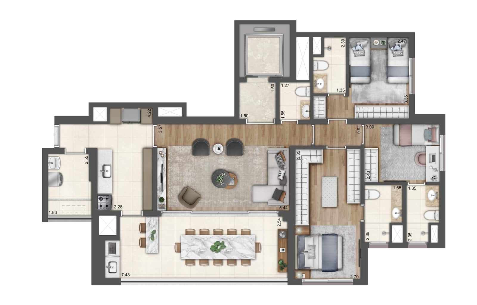 Apartamento à venda com 3 quartos, 132m² - Foto 4