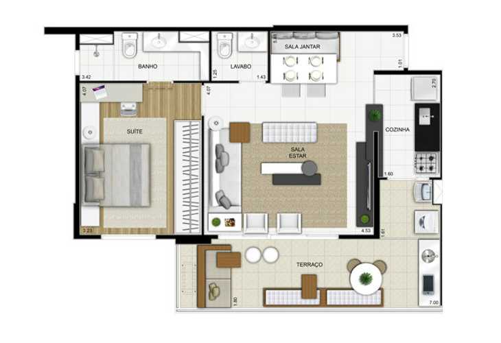 Apartamento à venda com 1 quarto, 53m² - Foto 3