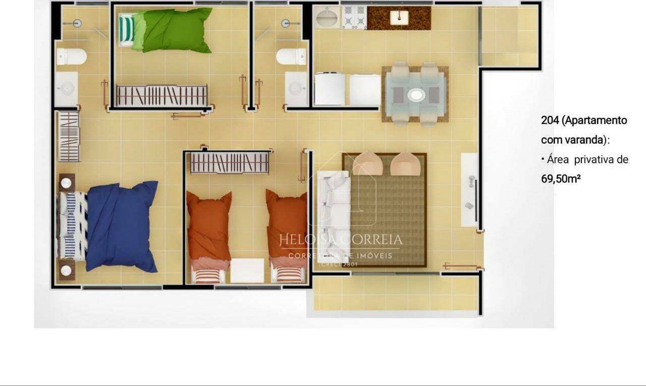 Apartamento à venda com 3 quartos, 69m² - Foto 3