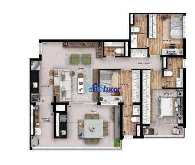 Apartamento à venda com 3 quartos, 112m² - Foto 3