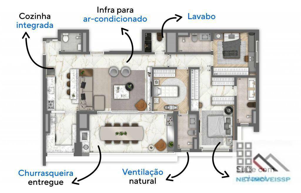 Apartamento à venda com 2 quartos, 104m² - Foto 14