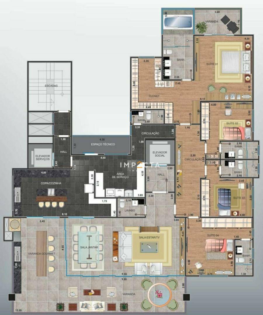 Apartamento à venda com 4 quartos, 334m² - Foto 4