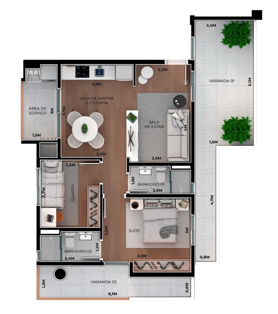 Apartamento à venda com 2 quartos, 61m² - Foto 21