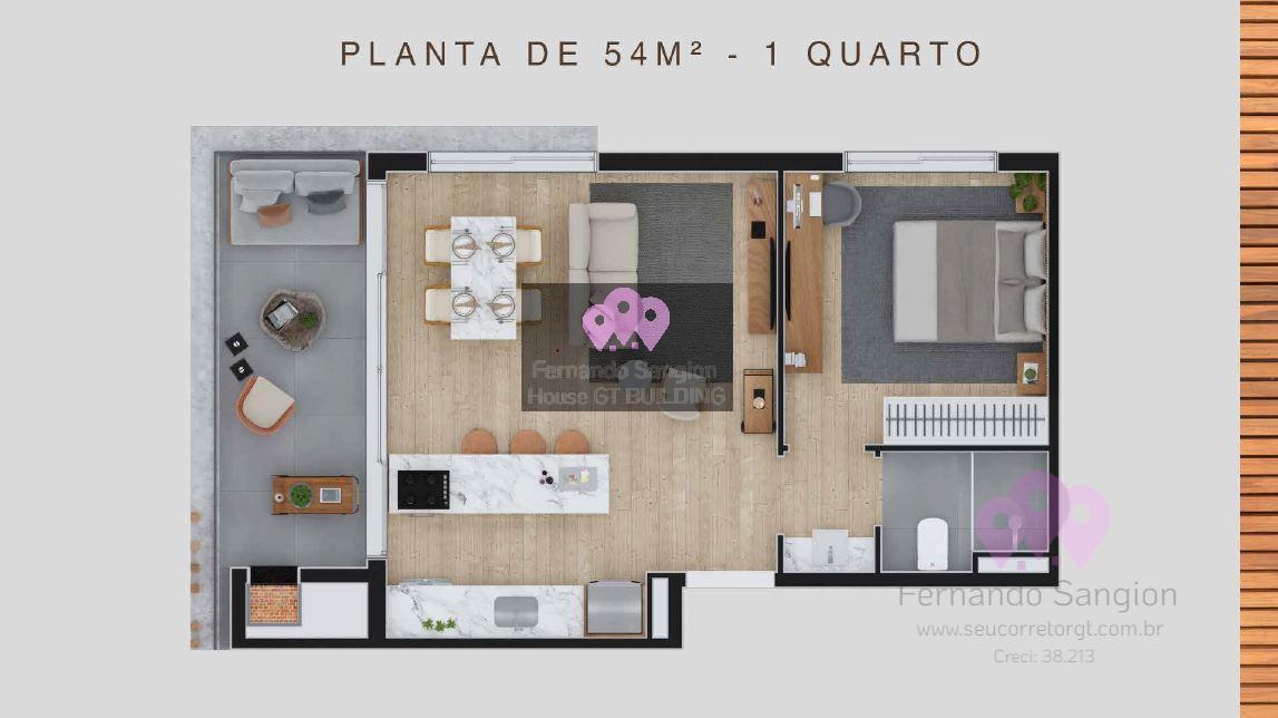 Apartamento à venda com 1 quarto, 54m² - Foto 4