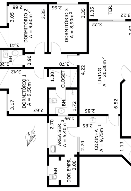 Apartamento à venda com 3 quartos, 96m² - Foto 3