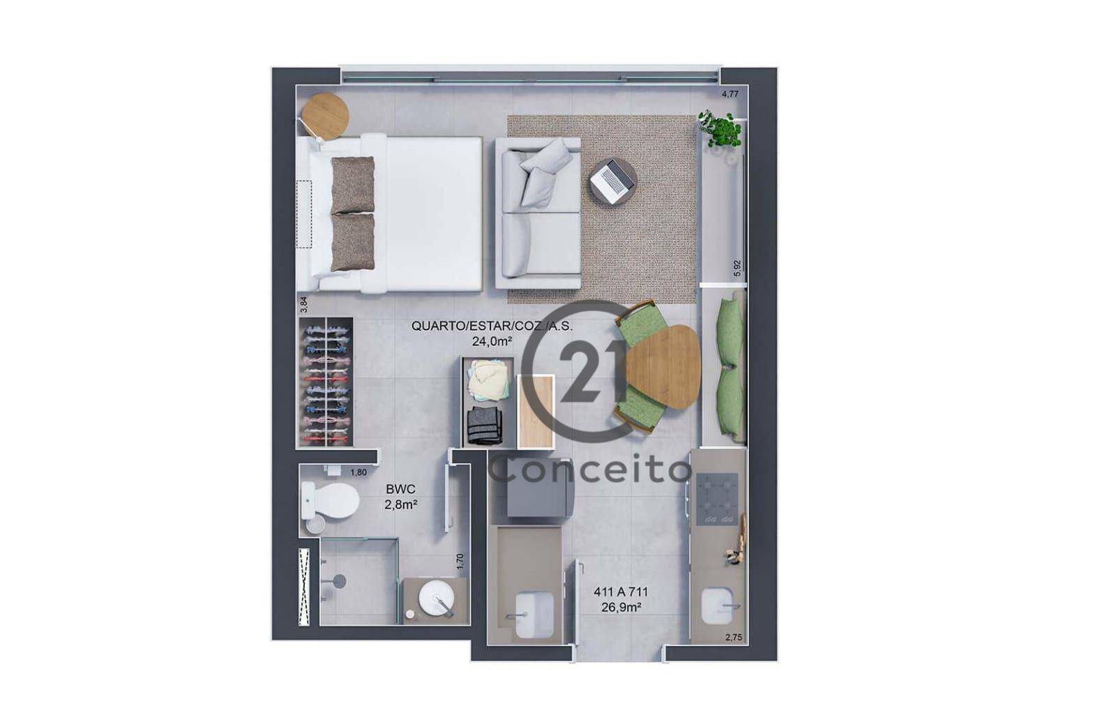 Kitnet e Studio à venda com 1 quarto, 32m² - Foto 4