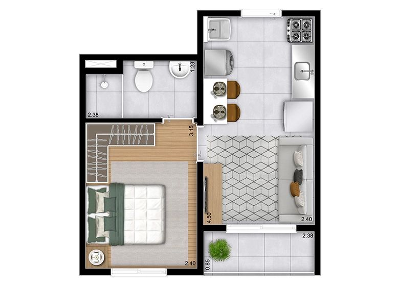 Apartamento à venda com 2 quartos, 30m² - Foto 3