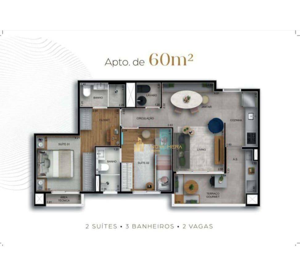 Apartamento à venda com 3 quartos, 80m² - Foto 3