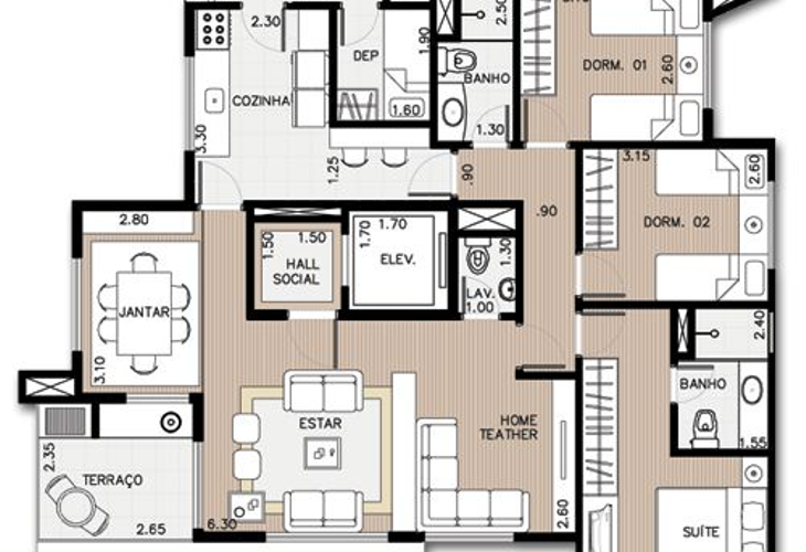 Apartamento à venda com 4 quartos, 110m² - Foto 3