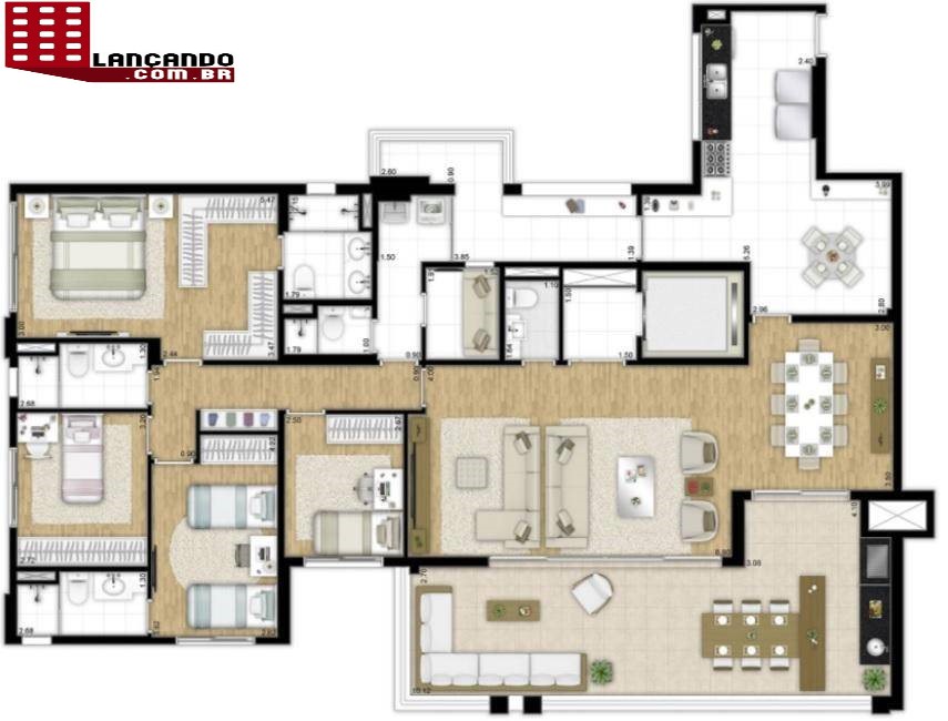 Apartamento à venda com 4 quartos, 202m² - Foto 4