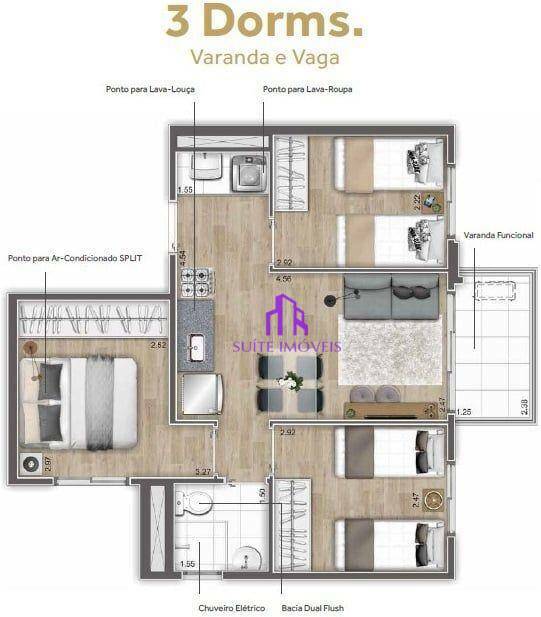 Apartamento à venda com 2 quartos, 57m² - Foto 2