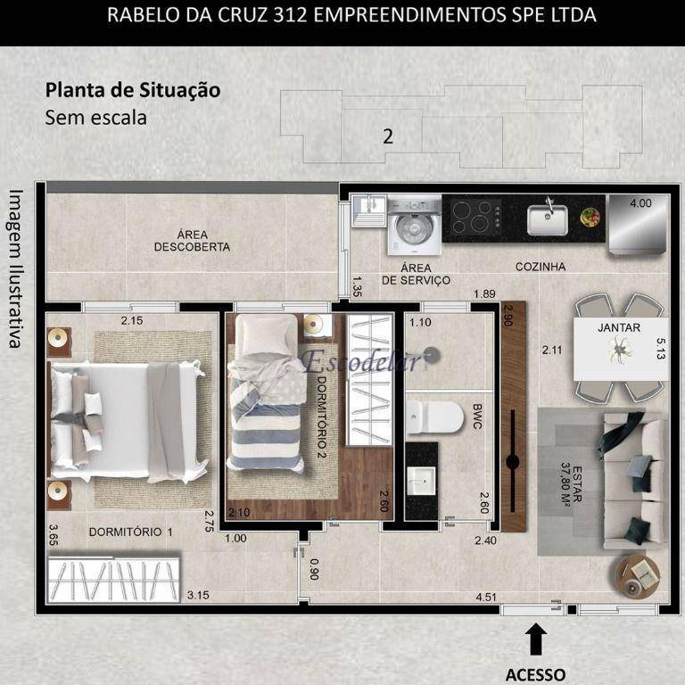 Apartamento à venda com 2 quartos, 45m² - Foto 2