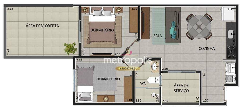 Apartamento à venda com 2 quartos, 60m² - Foto 3