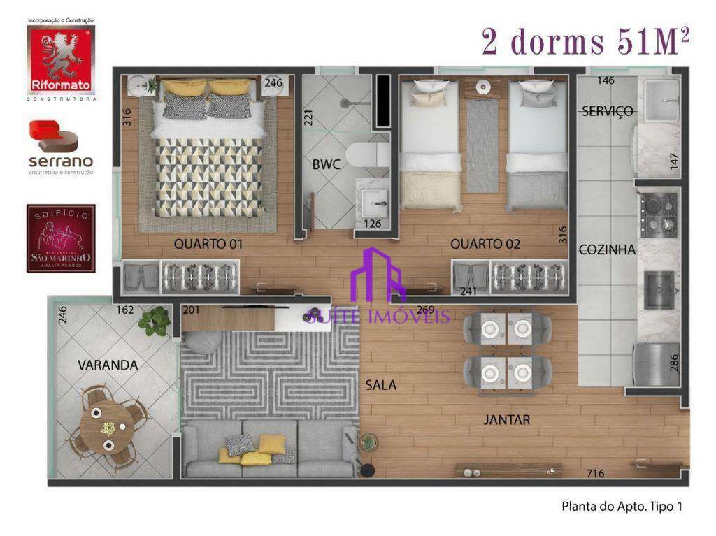 Apartamento à venda com 2 quartos, 51m² - Foto 6