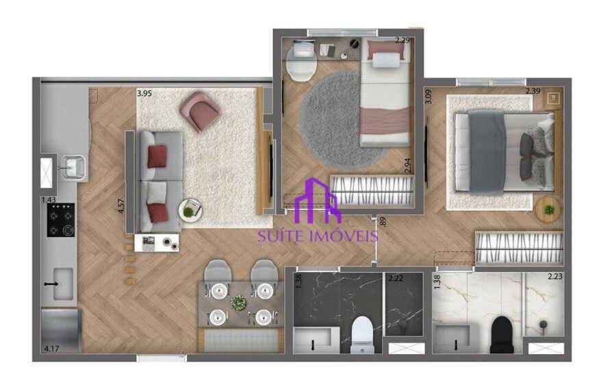 Apartamento à venda com 3 quartos, 57m² - Foto 6